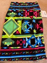 LuLaRoe Cassie Pencil Skirt Womens Sz M Geometric Triangle neon Aztec NWT - £8.85 GBP