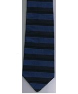 Crossings Necktie Wide Dark Medium Blue Stripes 100% Silk - $28.15