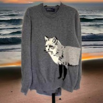 GAP lambswool blend gray Fox Sweater mens size M - £40.37 GBP