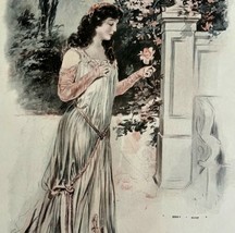 Beautiful Woman Juliet Pink Rose 1905 Henry Hutt Lithograph Metropolitan DWX9 - £23.58 GBP