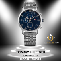 Tommy Hilfiger Hombre Cuarzo Acero Inoxidable Esfera Azul 44mm Reloj 1791398 - £93.87 GBP