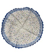 1 Vintage Cocktail Napkin Handkerchief Hankie Round 12.5&quot; Floral Blue - $16.83