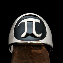 Nicely crafted Men&#39;s Teacher Ring black Math Symbol Pi - Sterling Silver - £43.86 GBP