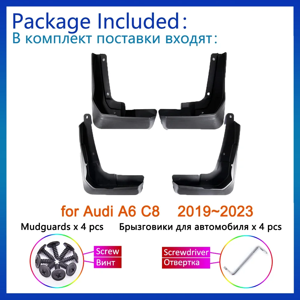 4Pcs Car Accessories For Audi A6 C8 2019 2020 2021 2022 2023 Mud Flaps Mudguards - £38.23 GBP