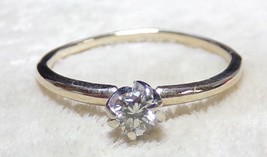 14KP Yellow Gold .15ct Champagne Diamond Solitaire Ring Sz 6.25 Women Engagement - $149.99