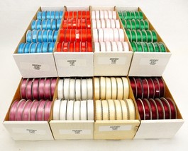 24 Spools Woven Ribbon, 3 Asst Lengths &amp; Widths, Choice of 8 Colors, 168 Yards - £18.64 GBP