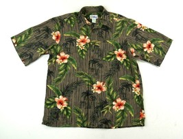 Reyn Spooner Vintage Tropical Palms &amp; Floral Hawaiian Aloha Rayon Shirt Mens M - £49.82 GBP