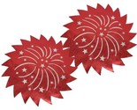 Set of 2 Same Thin Vinyl Placemats (15&quot;x15&quot;) PATRIOTIC RED FIREWORKS W/S... - £7.81 GBP