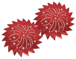 Set of 2 Same Thin Vinyl Placemats (15&quot;x15&quot;) PATRIOTIC RED FIREWORKS W/S... - £7.77 GBP
