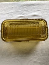Ribbed Amber Depression Glass Refrigerator Jar and Lid AS IS - £15.97 GBP