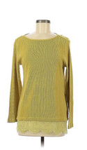 Soft Surroundings Jasmin Top Puce green Size Med Petite Thermal Lace edge Tee - £29.00 GBP