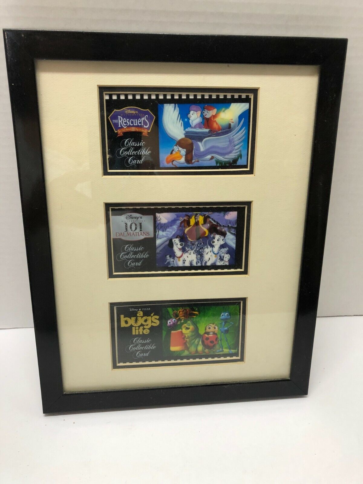 Primary image for Disney Set of 3 Rescuers 101 Dalmatians Bug's Life Classic Cards Framed Art