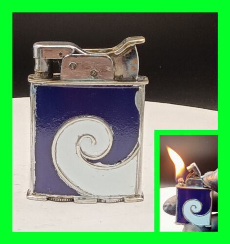 Stunning 1920's Antique Evans Blue Enamel Art Deco Cigarette Lighter - Working  - $123.74