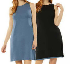 32 DEGREES Womens Reversible Dress with Wide Stripes Size Medium, Black/Indigo - $59.40