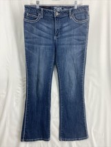 Rock 47 Wrangler Women&#39;s Low Rise Waist Blue Denim Jeans Studded Thick Stitch - £16.69 GBP