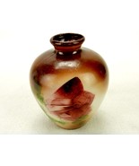 5&quot;  Hand Painted Milk Glass Vase, Vintage, White w/Brown, Flower Bloom &amp;... - $20.07 CAD