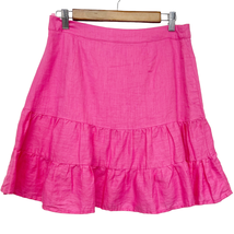 Gap Factory Womens 2 Mini Skirt 100% Linen Hot Pink Y2K Tiered Barbiecore  - £17.72 GBP