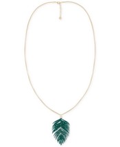 Alfani Gold-Tone Colored Palm Leaf Long Pendant Necklace - $16.83