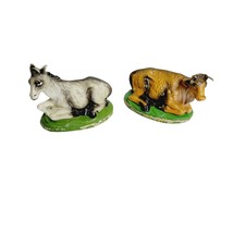 Christmas Nativity Donkey Cow 2 Piece Lot Paper Composition 4 Inch Vinta... - £15.79 GBP