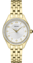 Seiko Ladies Essentials Watch Gold Tone Crystal SUR394 - £233.49 GBP