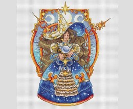 Astronomy Witch cross stitch fantasy pattern pdf - Cosmic Witch embroidery chart - £8.74 GBP