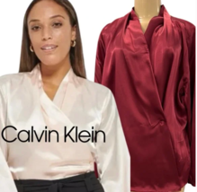 Calvin Klein Maroon Slinky Button Wrap Polyester Top Blouse Size 3X NWT ... - £36.05 GBP