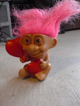 1992 Russ Berrie Vinyl with Pink Hair Troll Doll 2 1/2&quot; Tall - £10.84 GBP