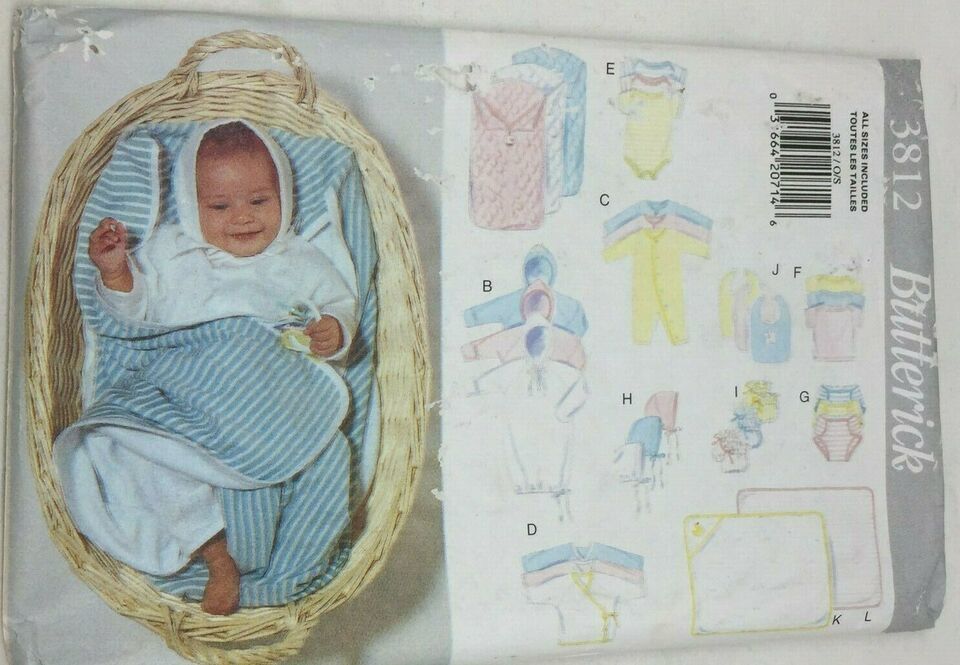 Primary image for Vintage Butterick 3812 Baby Infant Newborn Mixed Lot Sewing Pattern Clothes