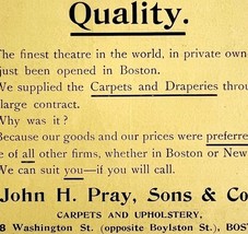 John Pray Carpets Upholstery 1894 Advertisement Victorian Boston Quality... - $378.90 MXN