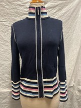 St. John Sport Woman Signature 80% Wool Knit Zip Cardigan Multicolor Size Petite - £73.70 GBP
