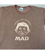 Thunder Creek Vintage T Shirt Mad Alfred Newman What Me Worry Brown Ring... - $47.69 CAD