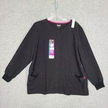 Scrubstar Women&#39;s Active Warm-up  Scrub Jacket Long Sleeve Black XL Snap - £10.44 GBP