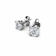 3CT Round Solid 14K White Gold Brilliant Cut Basket PushBack Stud Earrings - £145.61 GBP