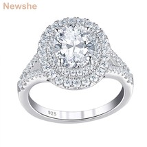 Halo Oval Shape Wedding Engagement Ring For Women Solid 925 Sterling Silver Mini - £49.48 GBP