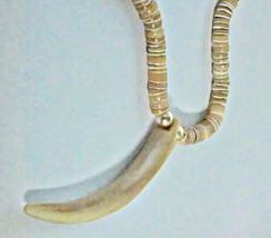 Vintage Sea Shell Necklace with 3&quot; Handcarved Fang - £7.07 GBP