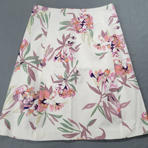 Joe Fresh Women Skirt Size 4 White Midi Stretch Preppy Floral Trendy Twee A-Line - £10.61 GBP
