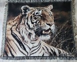 Tiger Print Throw Blanket Size 58 X 50&quot; Alan M Hunt Art 1997 Tapestry Fr... - £19.07 GBP