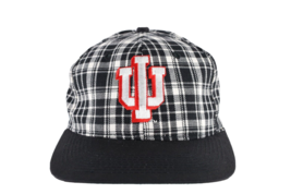 NOS Vintage 90s Indiana University Spell Out Checkered Plaid Snapback Hat Cap - £35.00 GBP