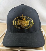 Delta Baseball Hat Cap Lid Fitted Small Medium Black - £15.66 GBP