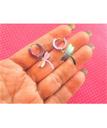 Dragonfly Rainbow metal huggie hoops - $13.56 CAD
