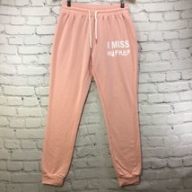 I Miss Hip Hop Sweatpants Womens Size S Tupac Biggie Pink Drawstring Jog... - $19.79