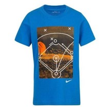 Boys Shirt Nike Short Sleeve Sports Baseball Diamond Blue Crew Tee-sz 4 - $11.88