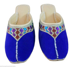 Women Slippers Indian Handmade Traditional Leather Flip-Flops Clogs Blue US 7  - £34.47 GBP