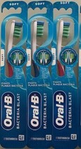 Lot of 3 Oral-B Bacteria Blast Soft Bristles Toothbrushes 2 Pink 1 Blue - £13.53 GBP