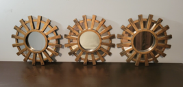 Decorative Gold Plastic Starburst Sunburst Wall Mirror Set of 3 PSJ - £15.75 GBP