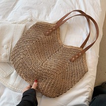  Bag Paper Rope Hand-Woven Bag Summer Handmade Fashion Casual Simple Elegant Po - £51.81 GBP