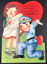 1950&#39;s Die Cut Mechanical Valentines Card Postman w/Girl 6.25&quot; x 9.25&quot; 846/3 ACG - £11.00 GBP