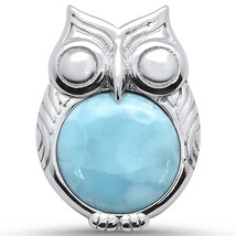 Sterling Silver Natural Larimar Owl Pendant - £28.92 GBP
