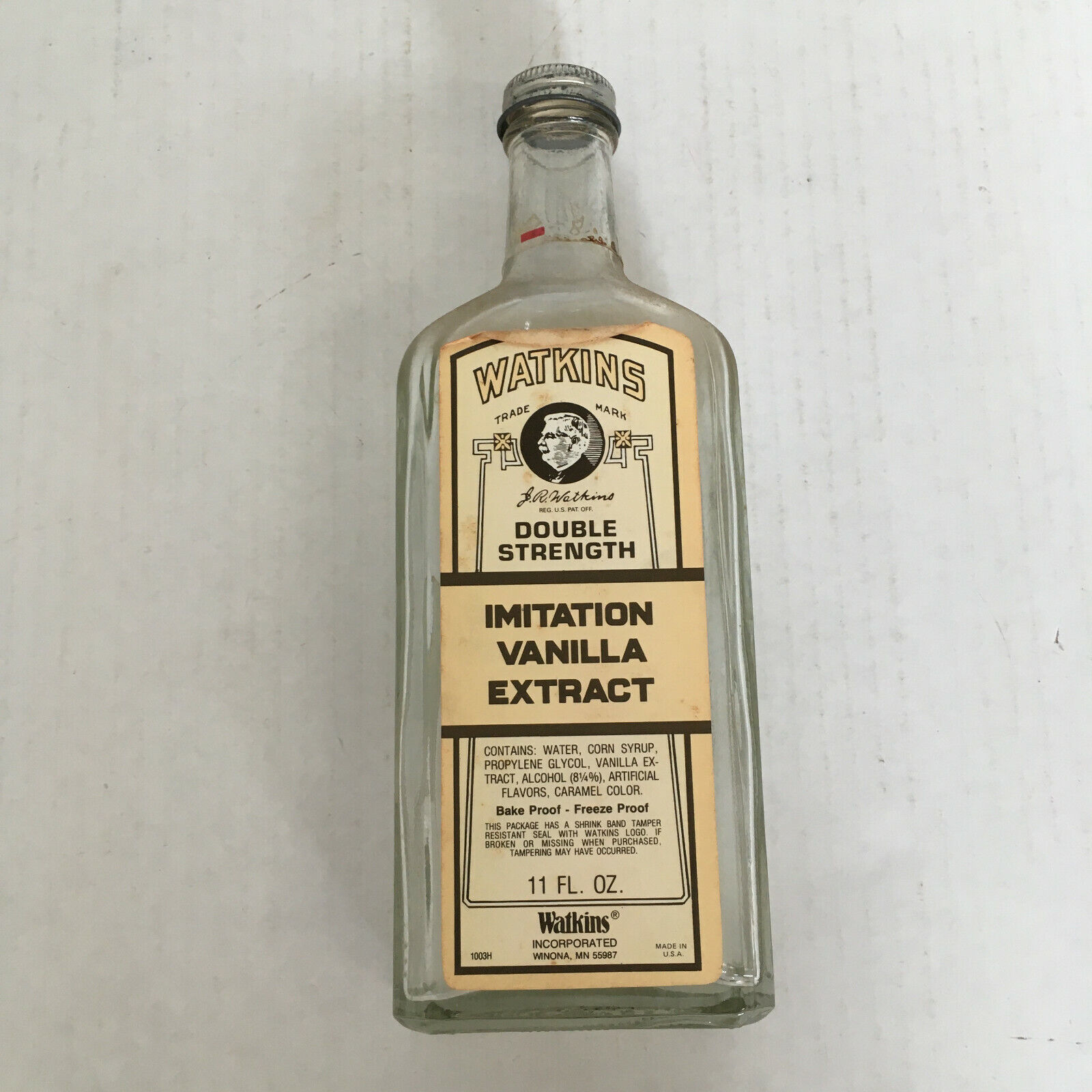 Vintage Watkins empty imitation vanilla extract glass bottle with metal ... - £14.98 GBP