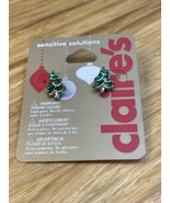 NEW Claire&#39;s Christmas Tree Xmas Holiday Earrings Estate Jewelry Find KG JD - £9.33 GBP